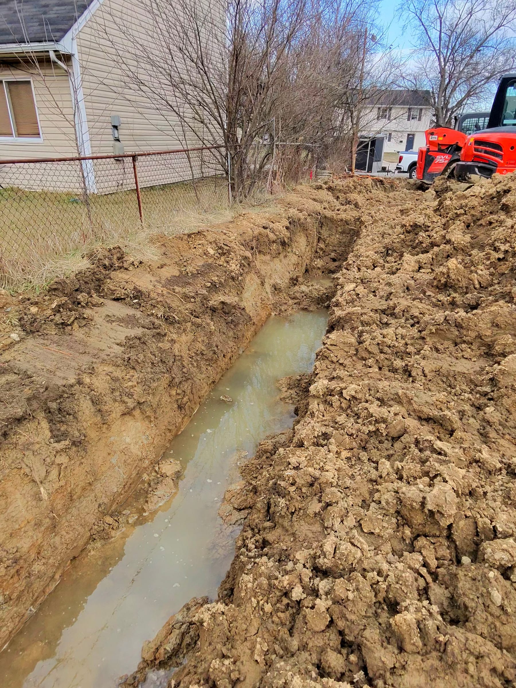 Footer trench excavated along the renewed layout