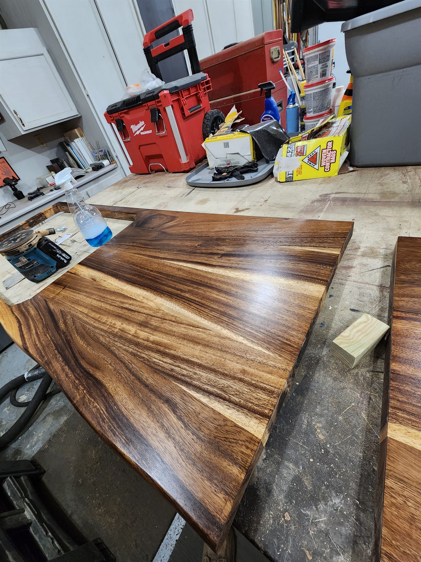 Finished live-edge countertop after K4 repair and refinishing
