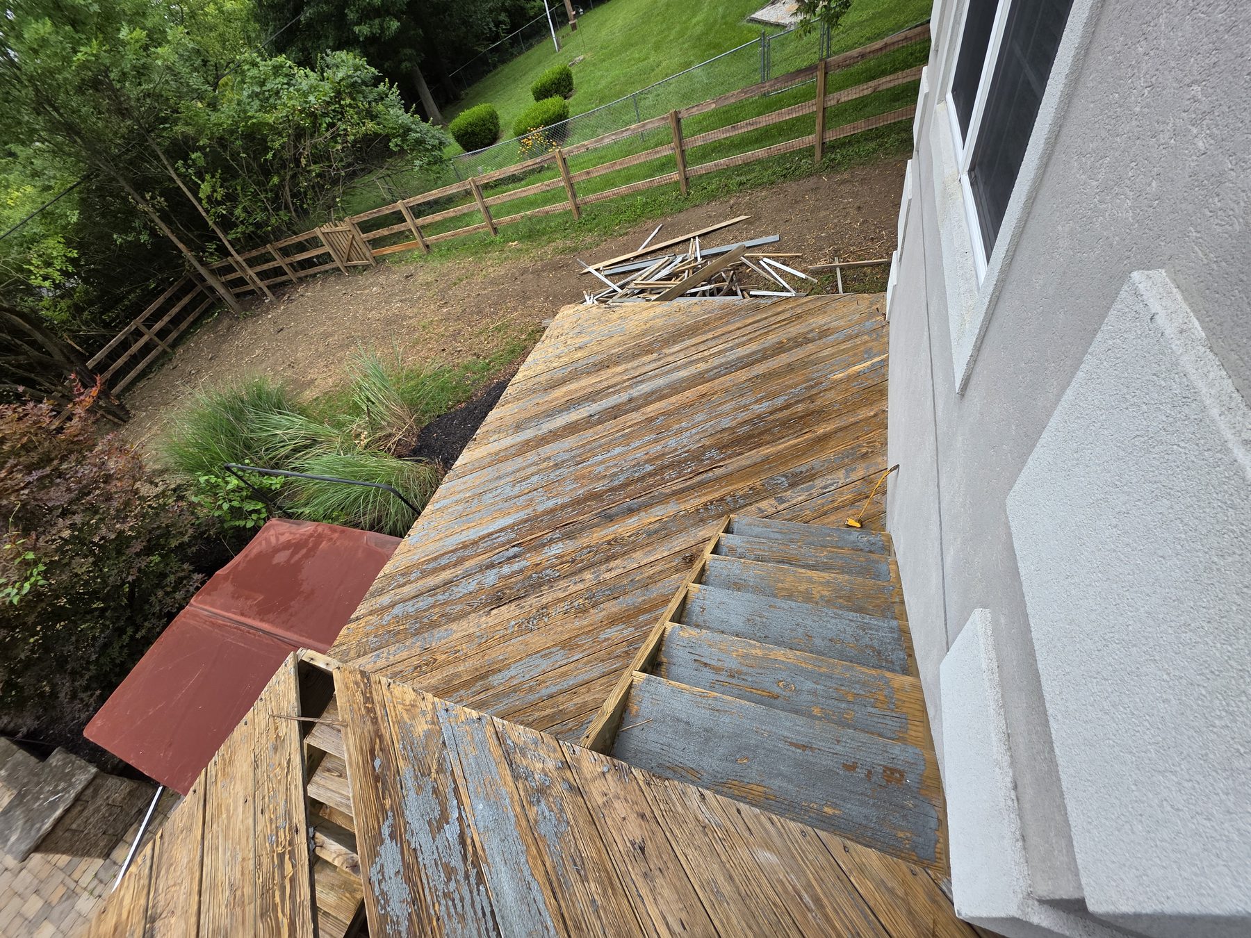 Weathered existing deck before demolition