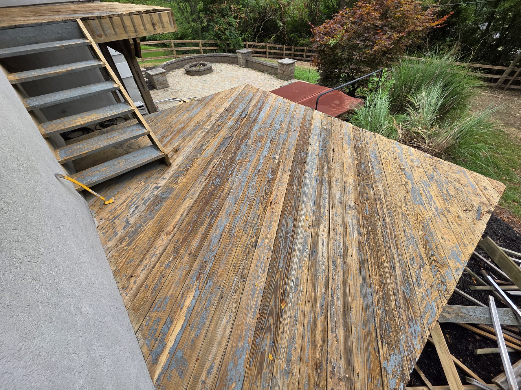 Existing deck and stairs before demolition
